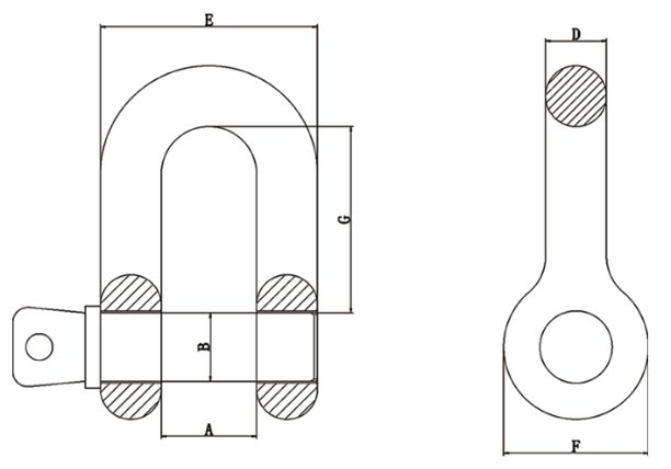 T(8)級DW型卸扣參數(shù)圖